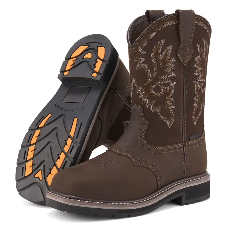 Western Cowboy Non Slip Work Boots - Square Toe