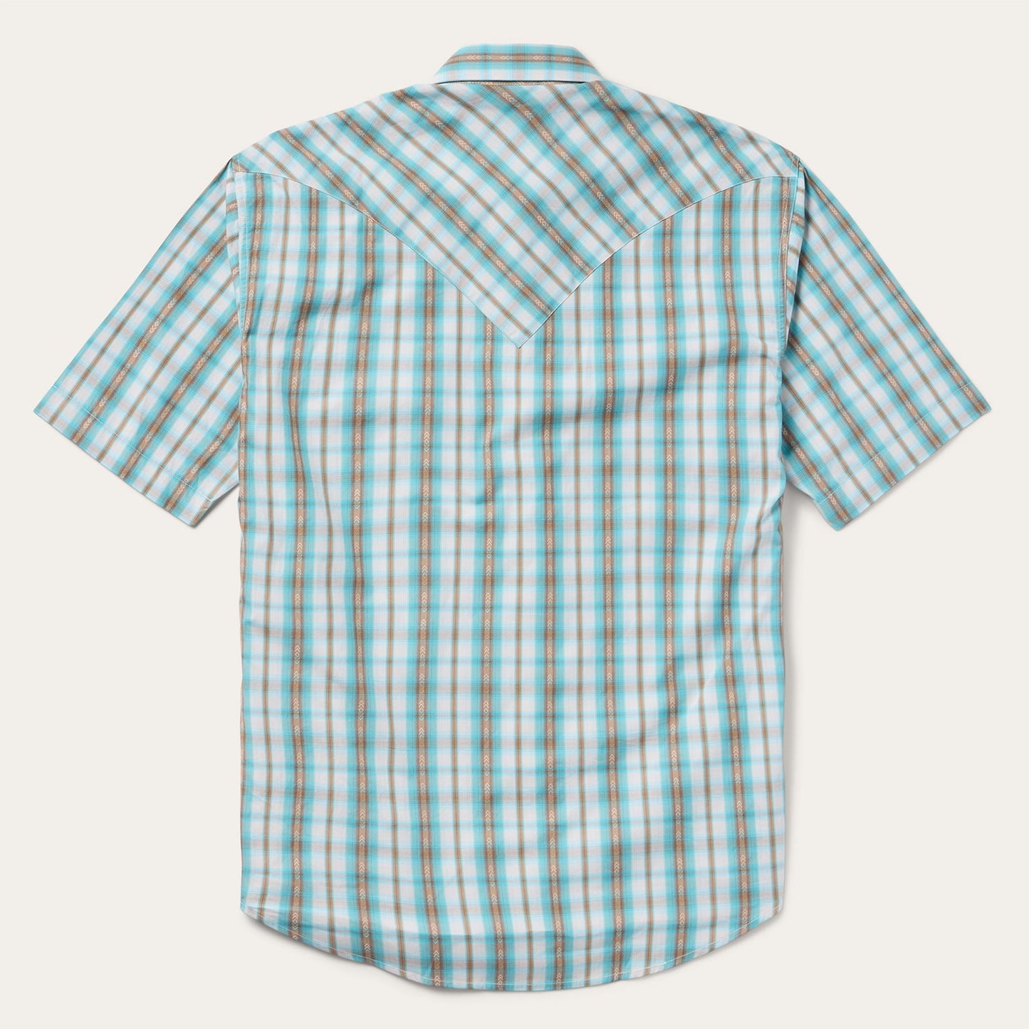 Turquoise Plaid Short-Sleeve Western Shirt