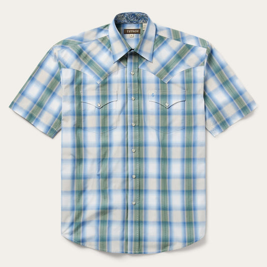 Moss Plaid Short-Sleeve Western Shirt