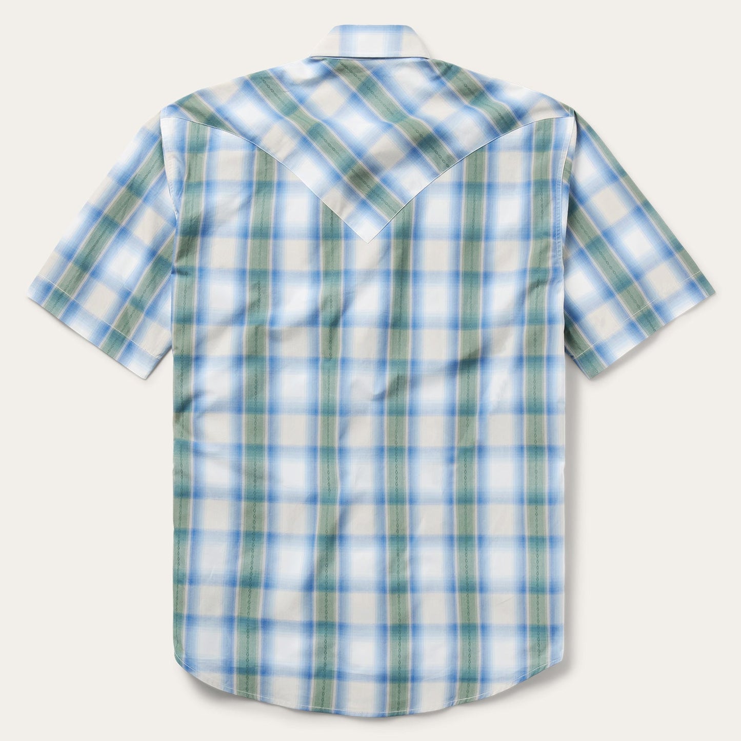 Turquoise Plaid Short-Sleeve Western Shirt