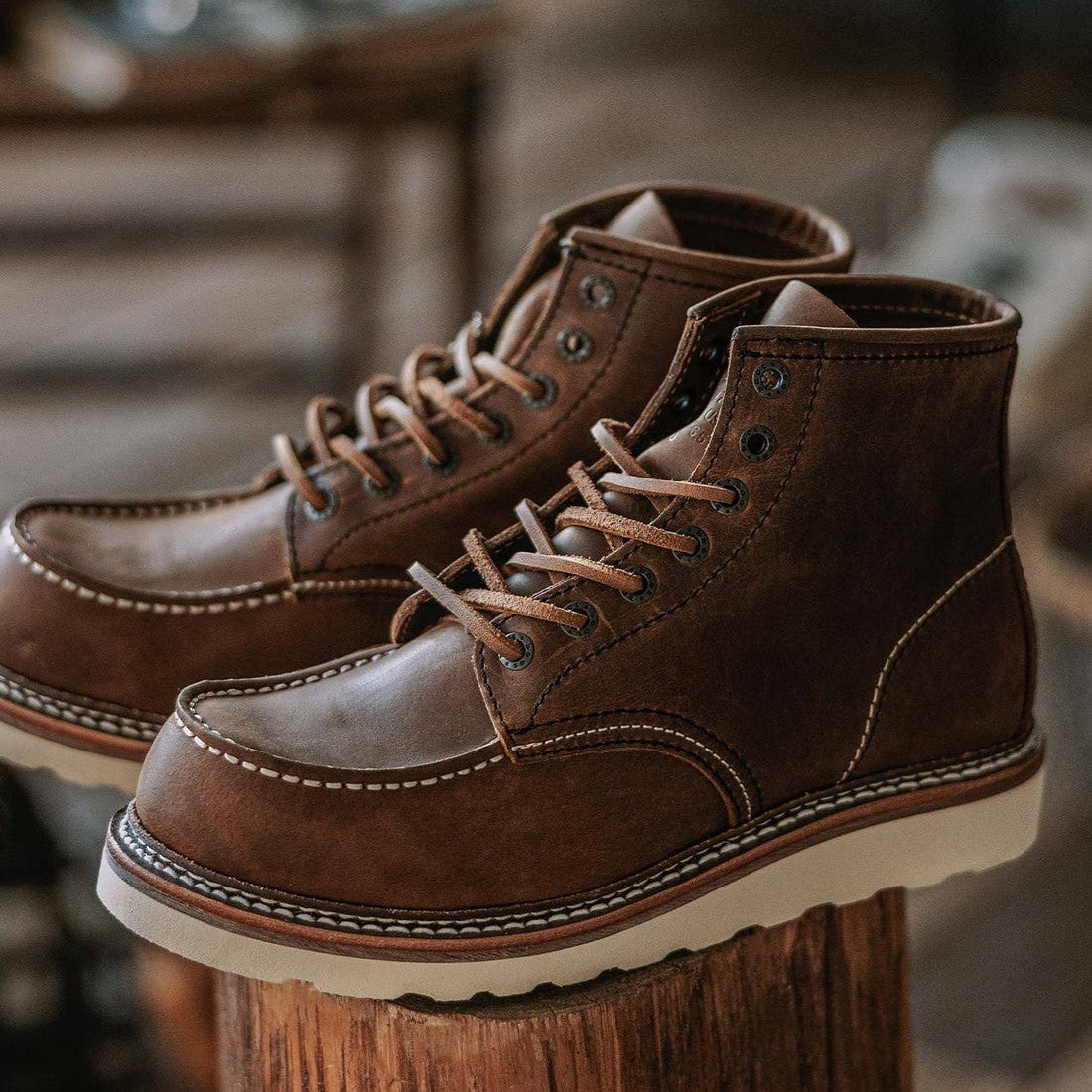 Premium Leather Work Boots - Moc Toe