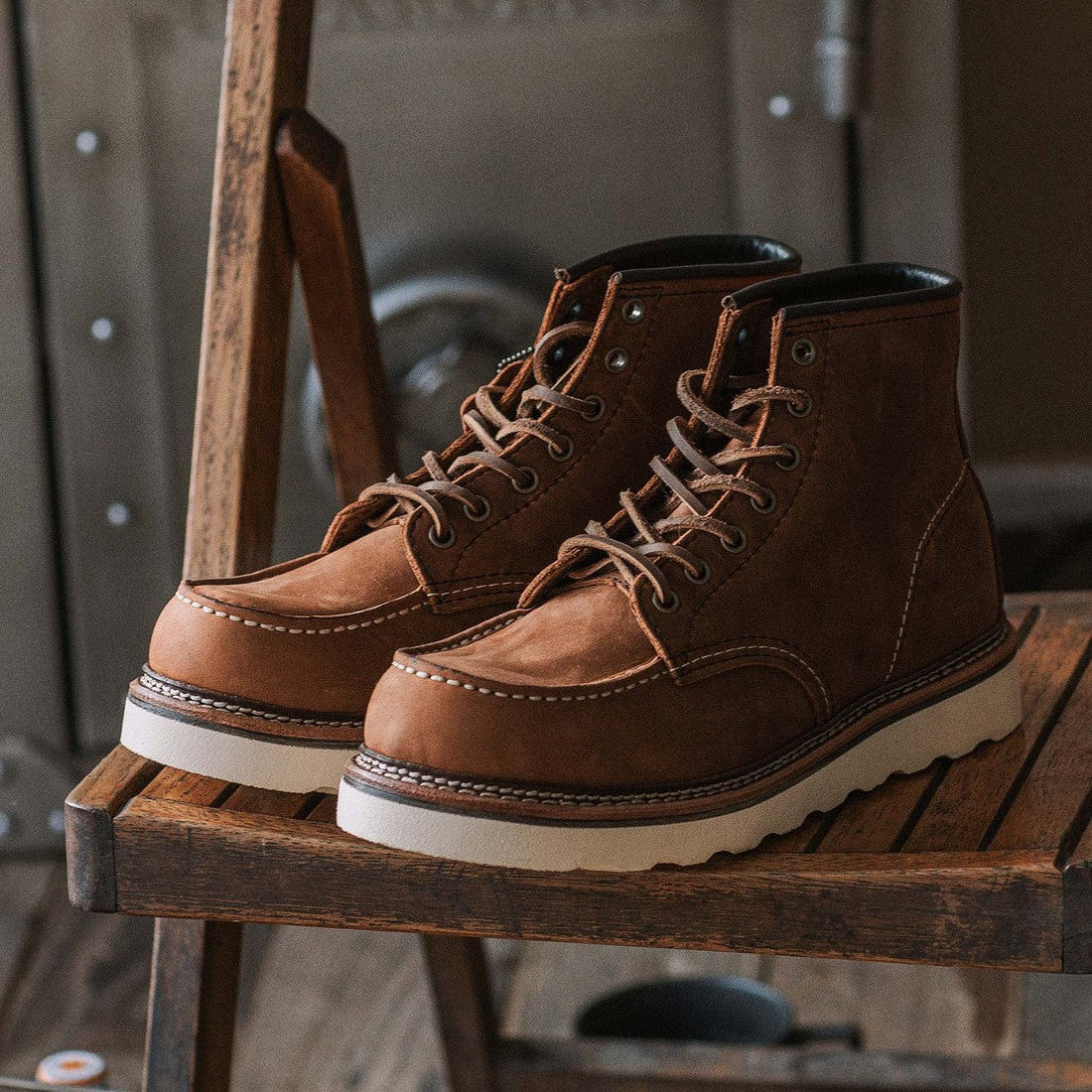 Premium Leather Work Boots - Moc Toe