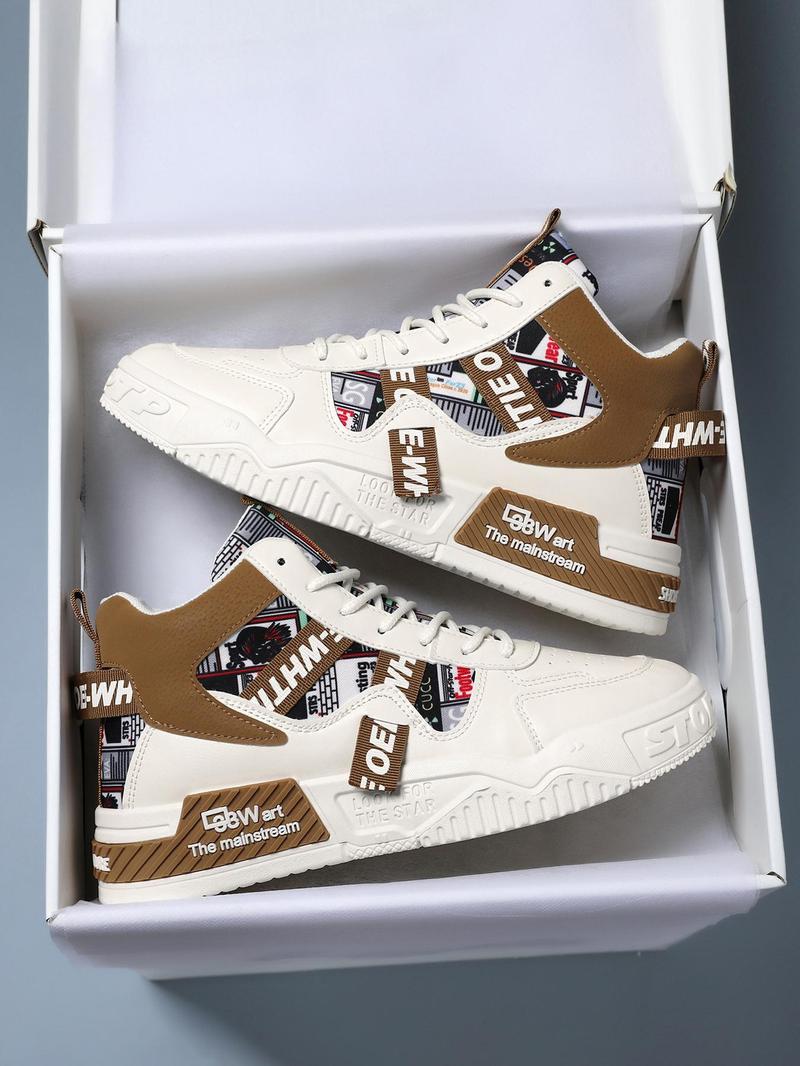 Trendy Letter Tape High Top Sneakers