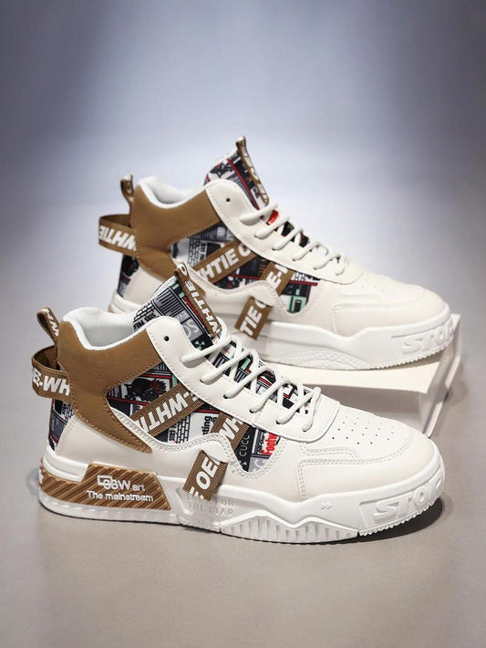 Trendy Letter Tape High Top Sneakers
