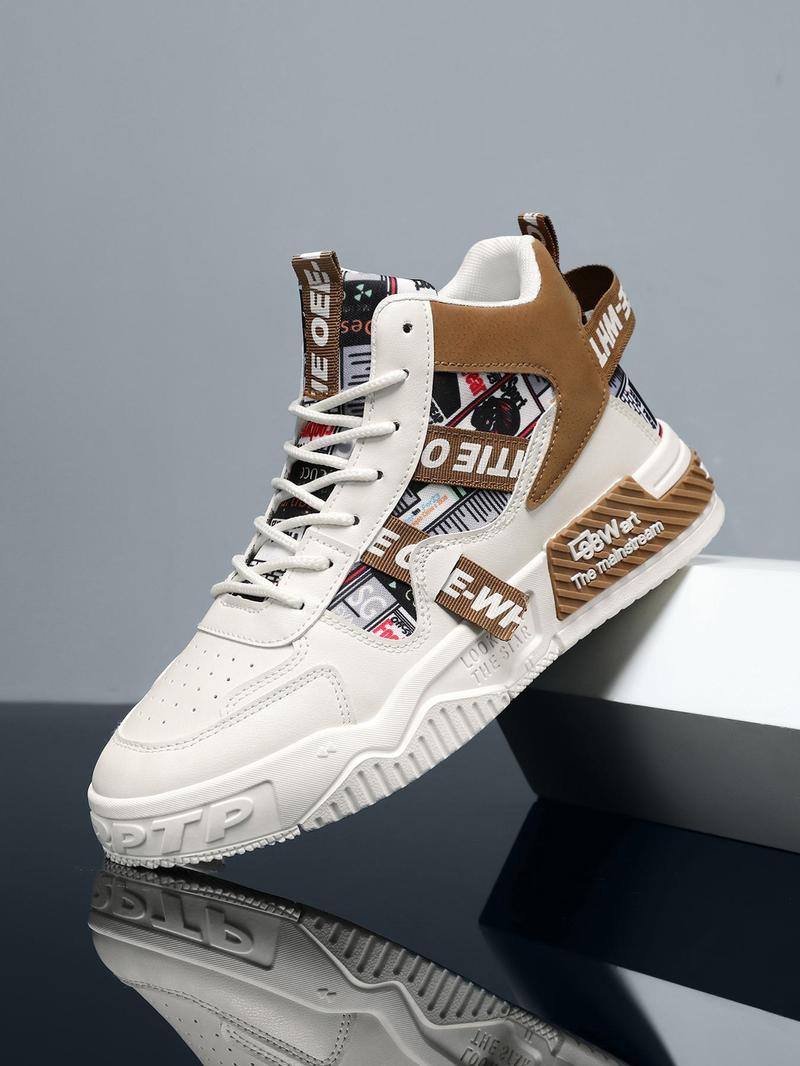 Trendy Letter Tape High Top Sneakers
