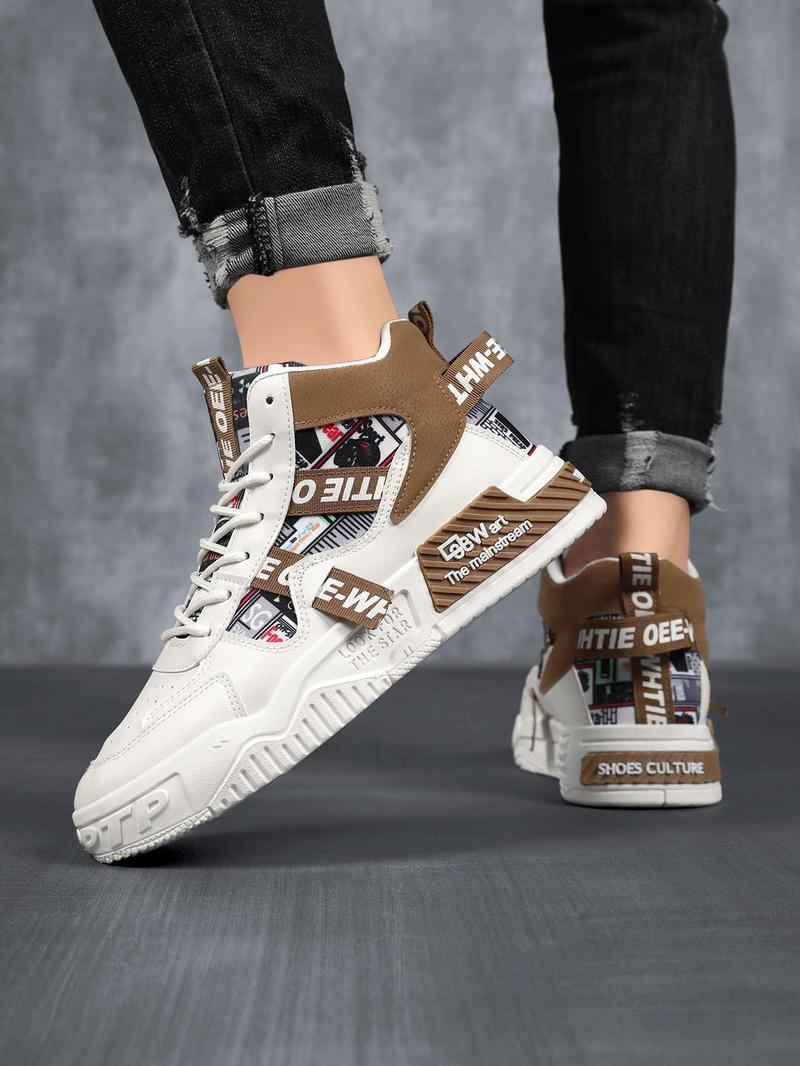 Trendy Letter Tape High Top Sneakers
