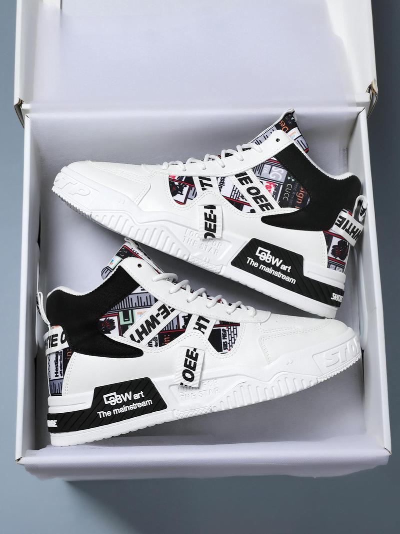 Trendy Letter Tape High Top Sneakers