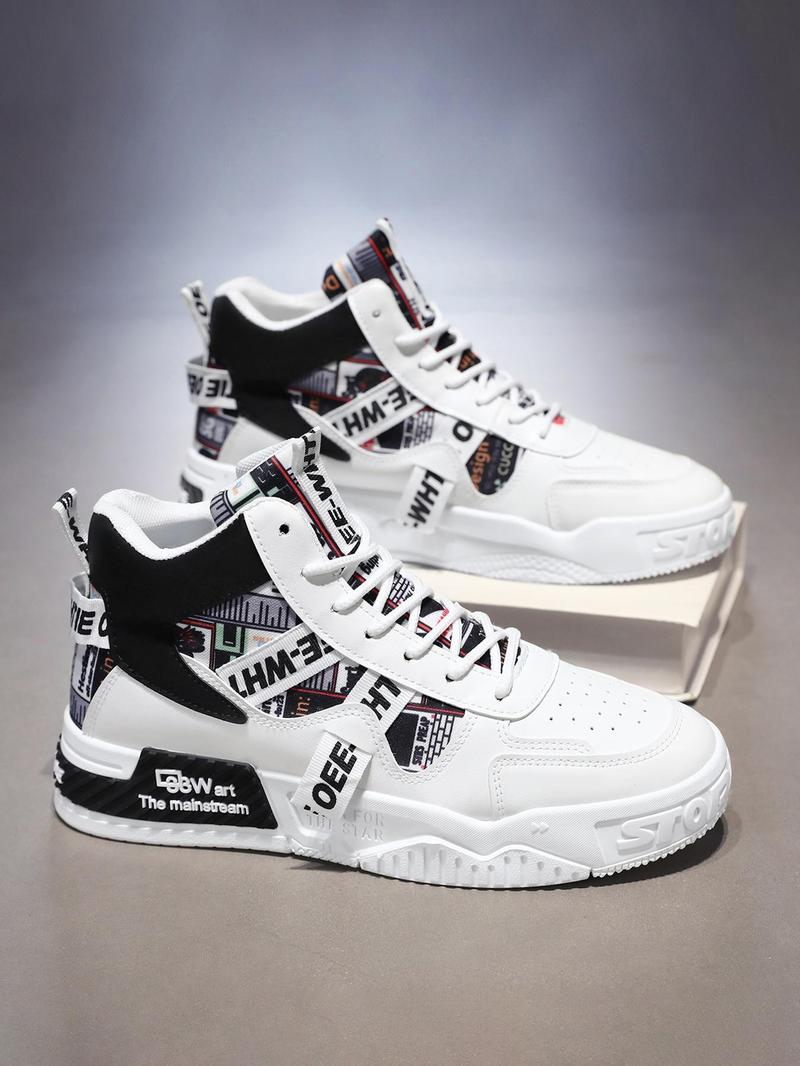 Trendy Letter Tape High Top Sneakers