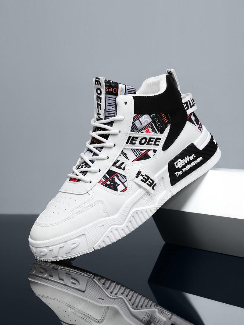 Trendy Letter Tape High Top Sneakers