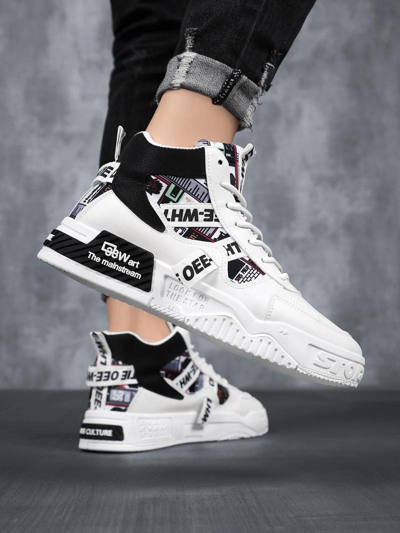 Trendy Letter Tape High Top Sneakers