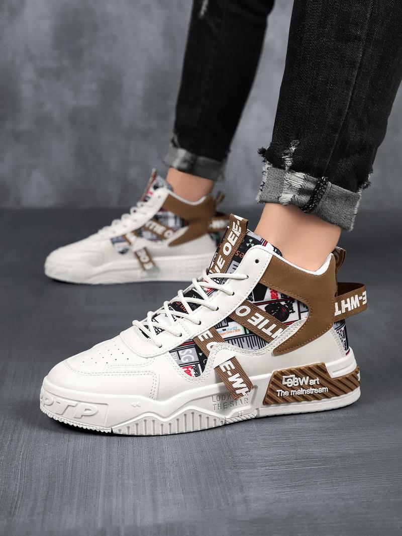 Trendy Letter Tape High Top Sneakers