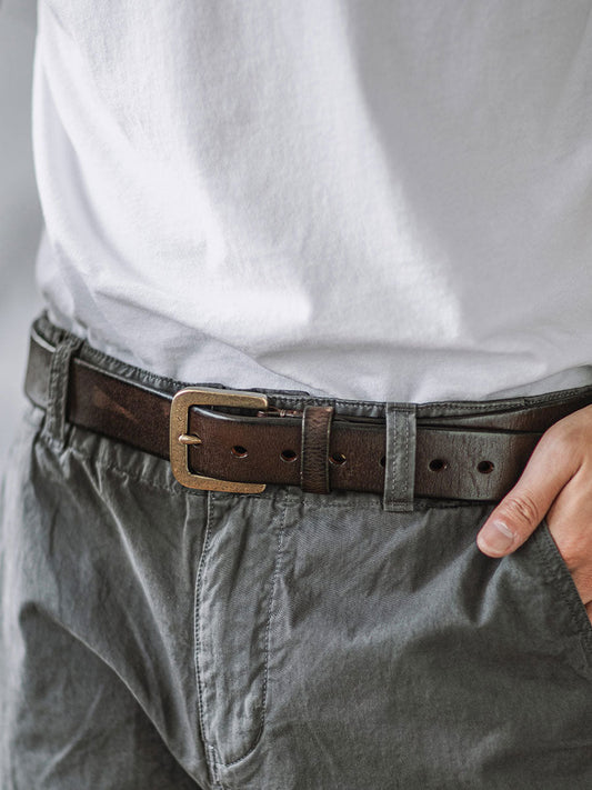 Distressed Leather Belt - Brown