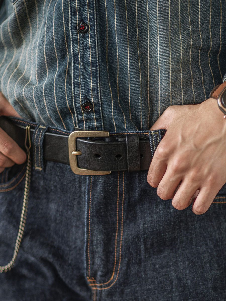 Distressed Leather Belt - Coffee