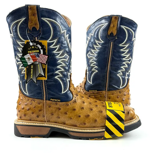 Ave Orix Ostrich Print Steel Toe Patron Work Boots