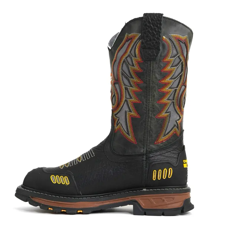 Men's Black Shoulder Steel Toe Work Boots