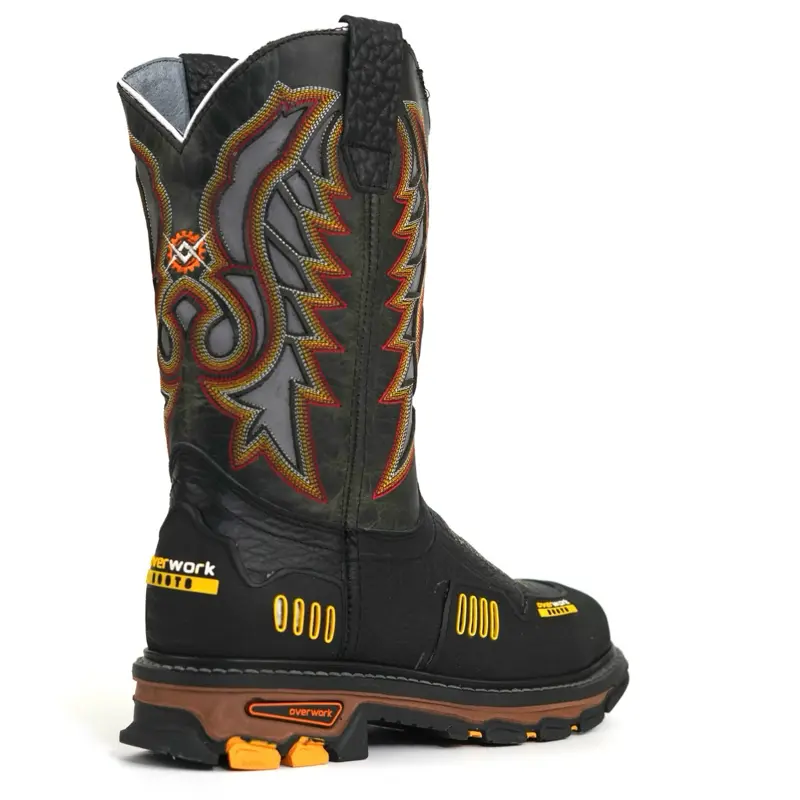 Men's Black Shoulder Steel Toe Work Boots